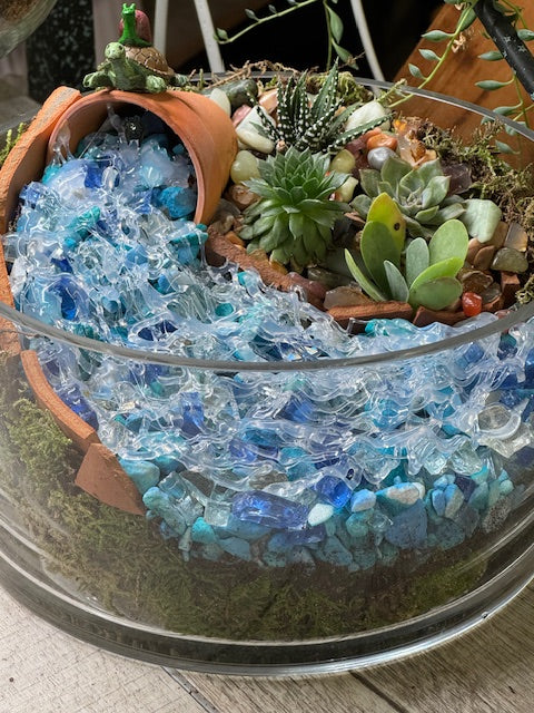 Turtle Falls Fairy Garden in Glass Cylinde