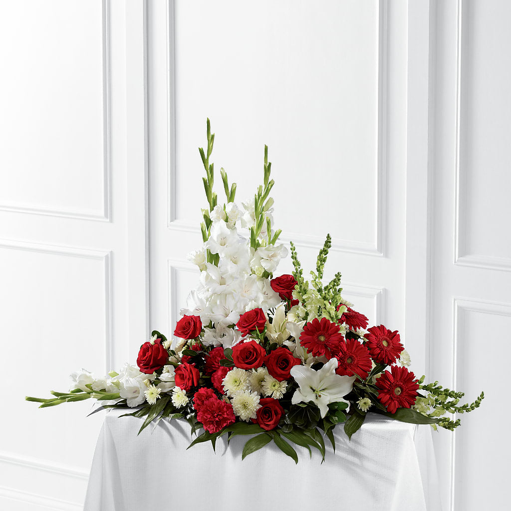 Crimson & White Arrangement – WARD'S FLORIST AND GREENHOUSE, Beverly MA