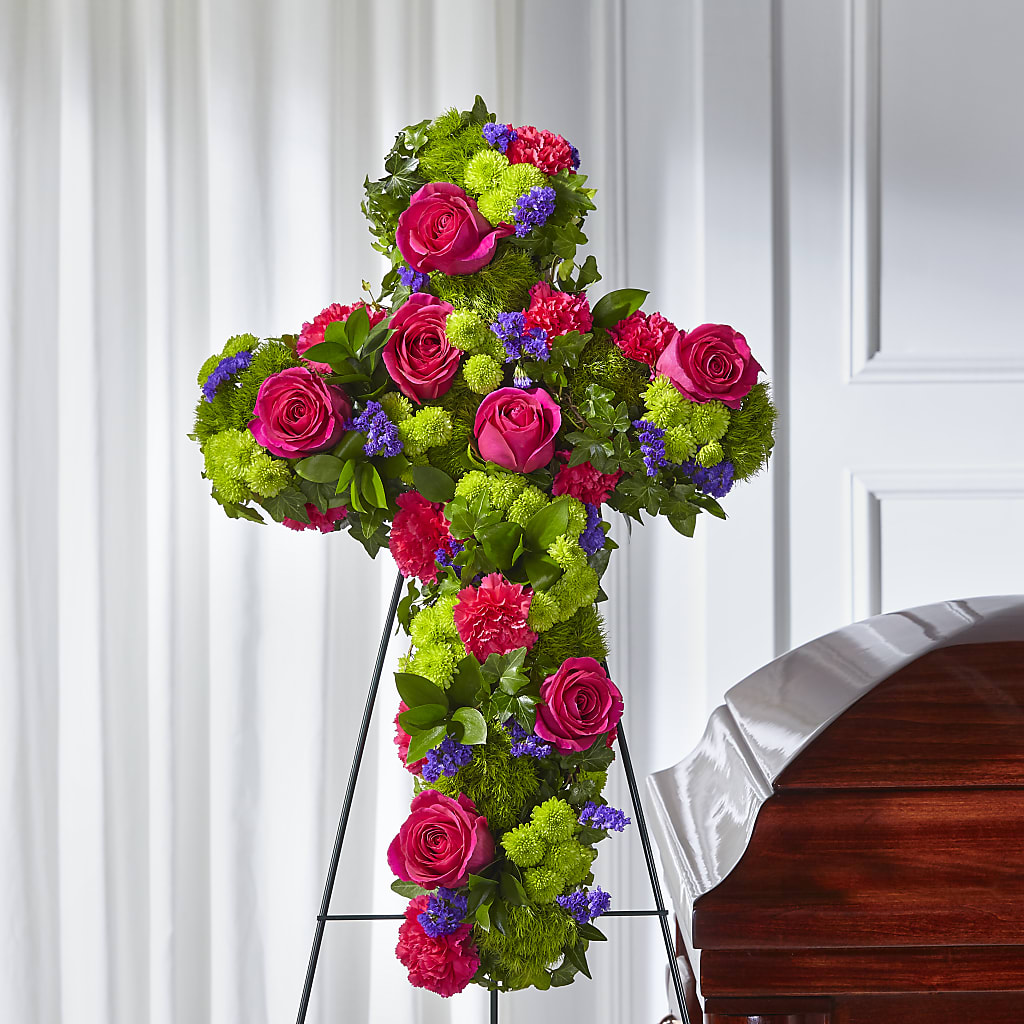 Tribute Rose Floral Cross – WARD'S FLORIST AND GREENHOUSE, Beverly MA