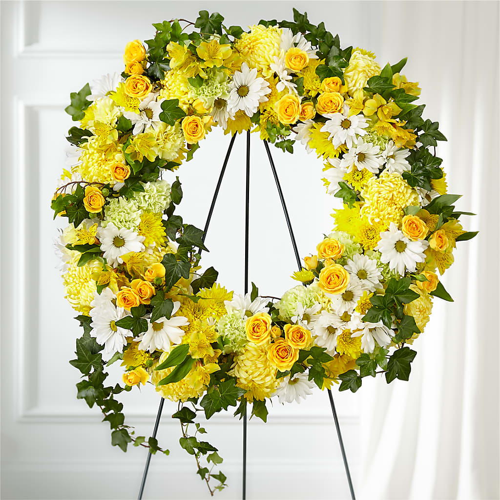 Golden Remembrance Wreath – WARD'S FLORIST AND GREENHOUSE, Beverly MA
