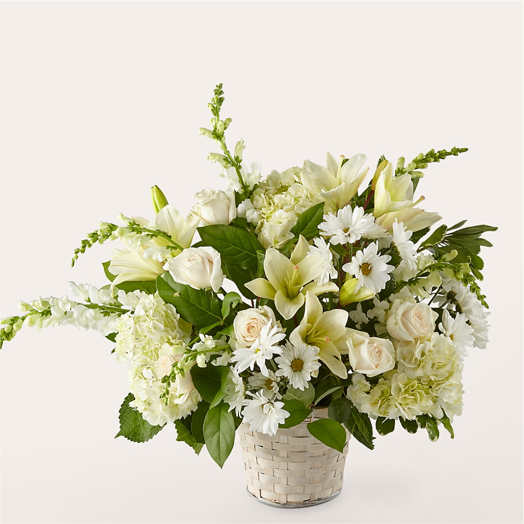 Ivory Elegance Floral Basket – WARD'S FLORIST AND GREENHOUSE, Beverly MA