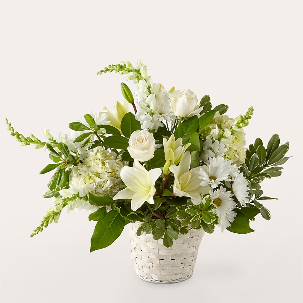 Ivory Elegance Floral Basket – WARD'S FLORIST AND GREENHOUSE, Beverly MA