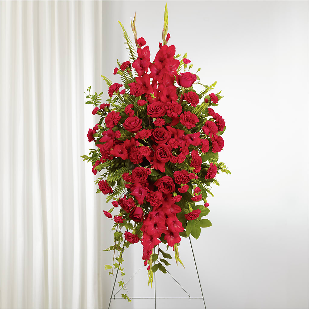 From the Heart Standing Spray – WARD'S FLORIST AND GREENHOUSE, Beverly MA