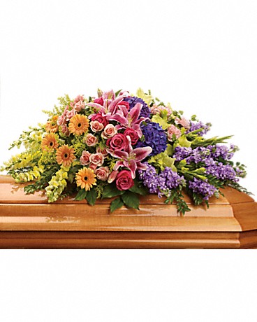 GARDEN OF SWEET MEMORIES CASKET SPRAY – WARD'S FLORIST AND GREENHOUSE, Beverly MA