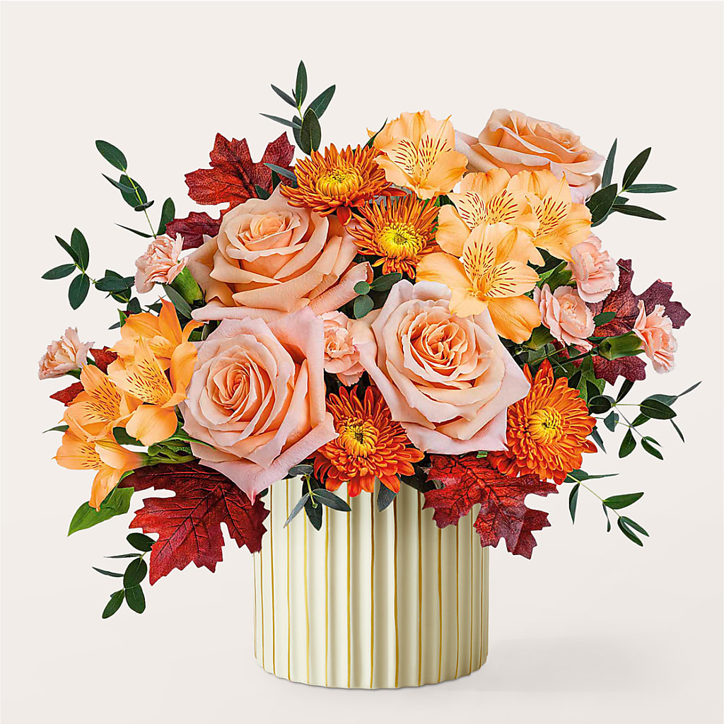 Spiced Latte Bouquet with Ivory Vase – WARD'S FLORIST AND GREENHOUSE, Beverly MA
