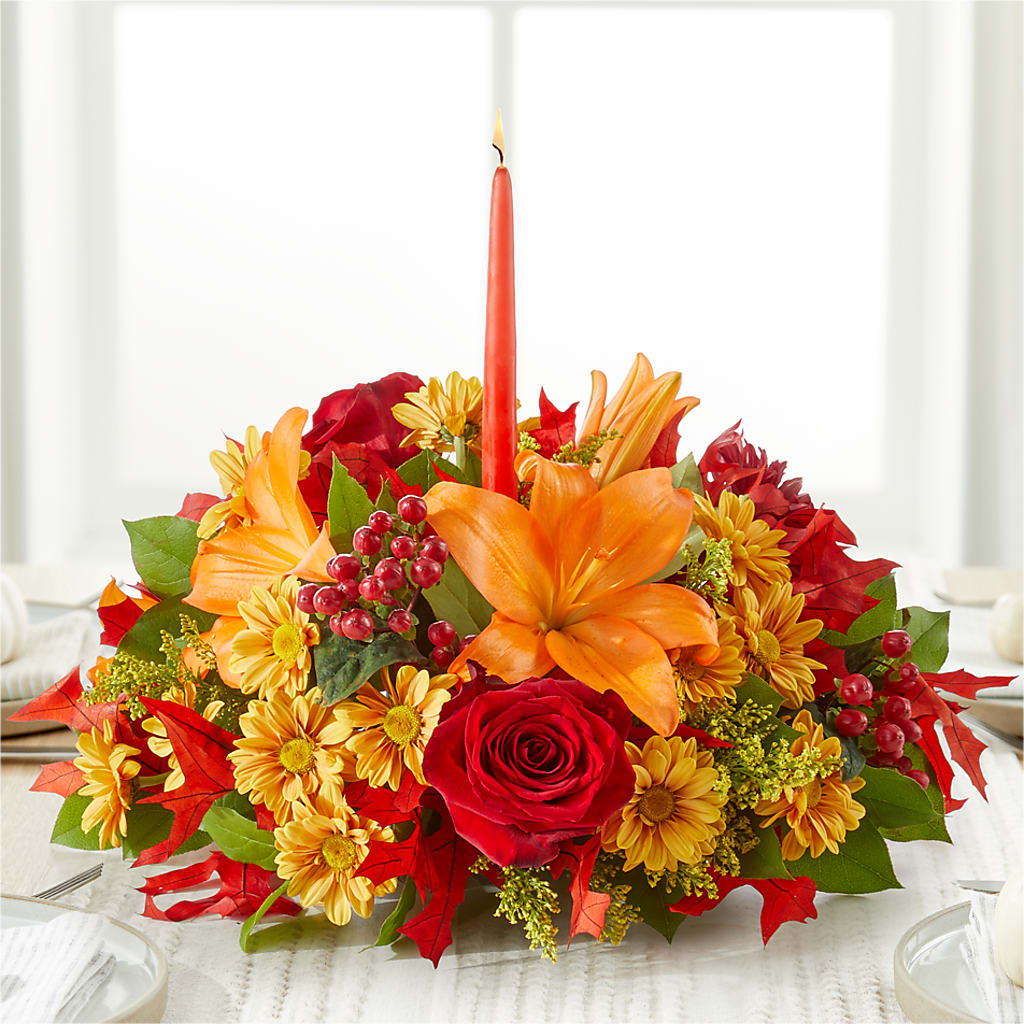 Autumn's Embrace Centerpiece – WARD'S FLORIST AND GREENHOUSE, Beverly MA