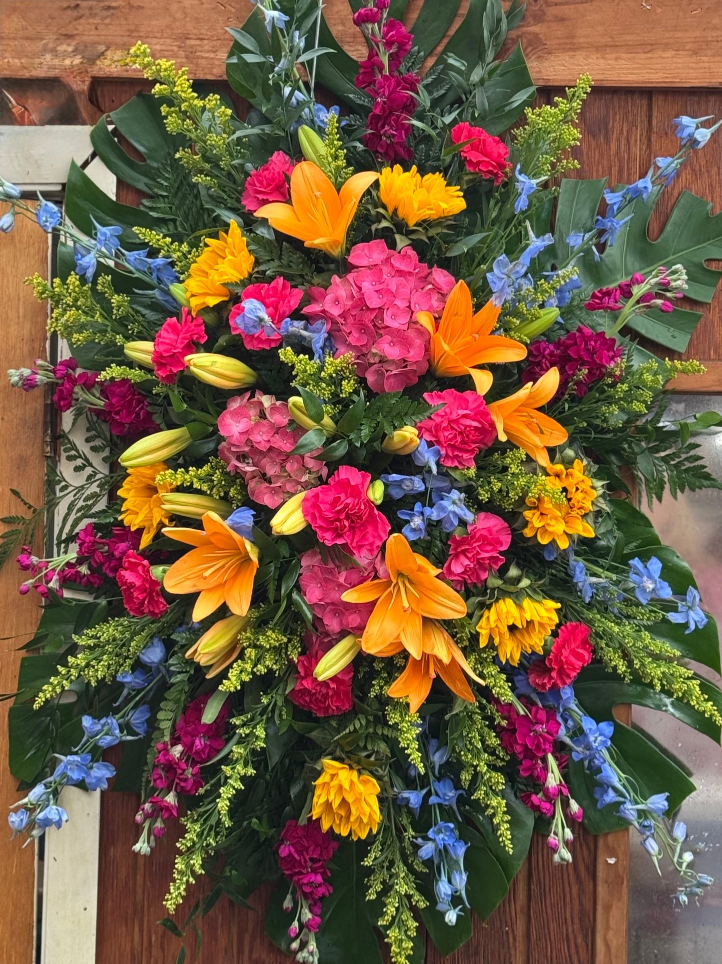 Radiant Remembrance Standing Spray – WARD'S FLORIST AND GREENHOUSE, Beverly MA