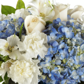 Florist Original Casket Spray Blue and White