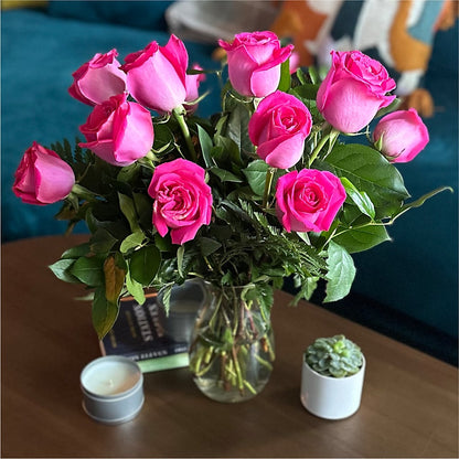 Long Stem Pink Rose Bouquet – WARD'S FLORIST AND GREENHOUSE, Beverly MA