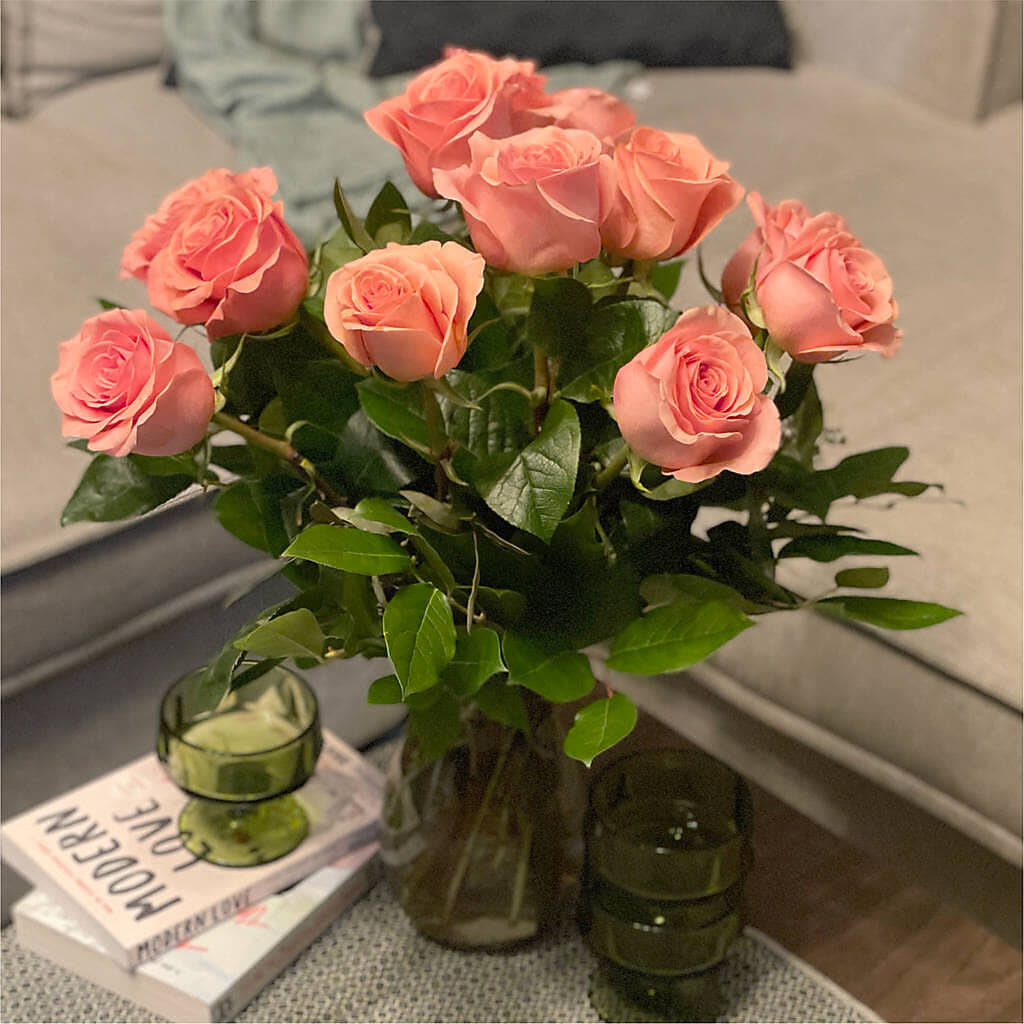 Long Stem Pink Rose Bouquet – WARD'S FLORIST AND GREENHOUSE, Beverly MA