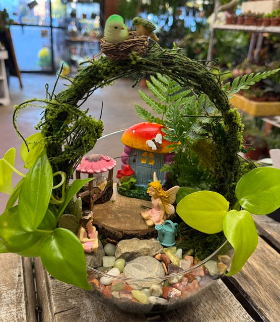 Mossy Grapevine Arch Fairy Garden  – WARD'S FLORIST AND GREENHOUSE, Beverly MA
