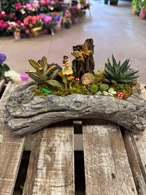 Enchanted Hollow Log Fairy Garden