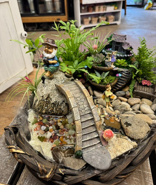 Fishing Gnome Fairy Garden  – WARD'S FLORIST AND GREENHOUSE, Beverly MA