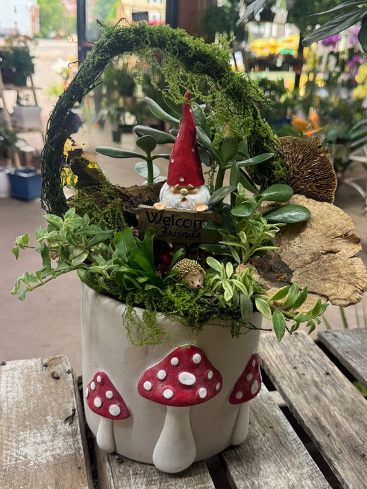 Gnome’s Mushroom Welcome Garden – WARD'S FLORIST AND GREENHOUSE, Beverly MA