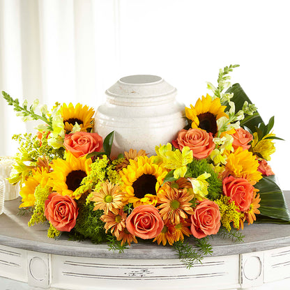 Faithful Sunflower Cremation Adornment – WARD'S FLORIST AND GREENHOUSE, Beverly MA