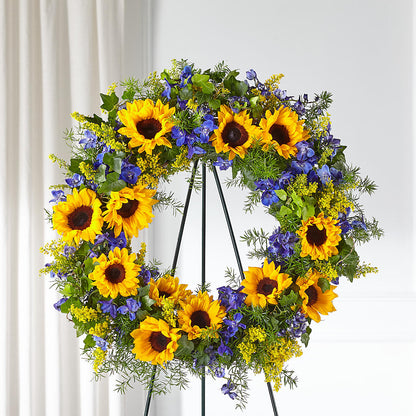 Bright Rays Wreath – WARD'S FLORIST AND GREENHOUSE, Beverly MA