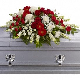STRENGTH AND WISDOM CASKET SPRAY – WARD'S FLORIST AND GREENHOUSE, Beverly MA