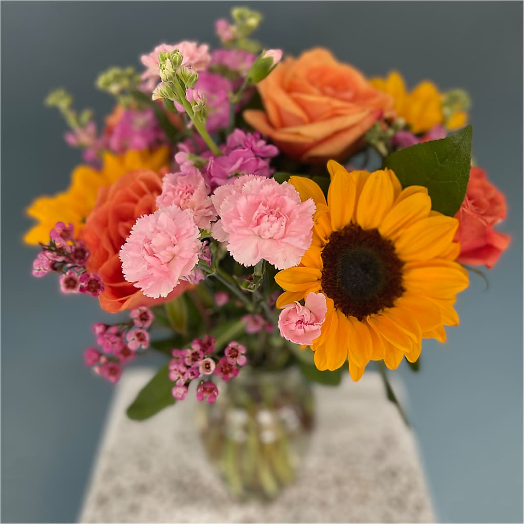 Yellow Brick Road Bouquet – orange, pink, yellow flower
