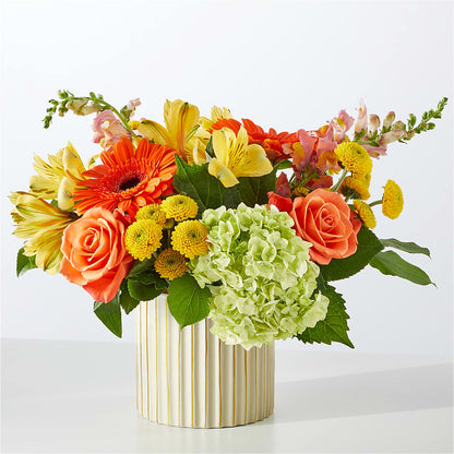 Autumn Sunshine Bouquet with Ivory Vase – WARD'S FLORIST AND GREENHOUSE, Beverly MA