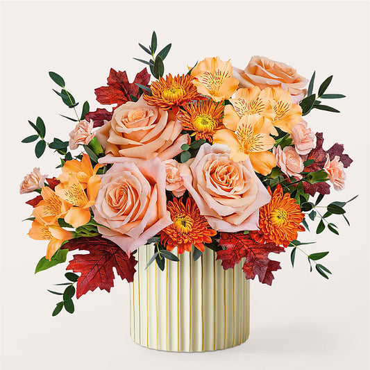 Spiced Latte Bouquet with Ivory Vase – WARD'S FLORIST AND GREENHOUSE, Beverly MA
