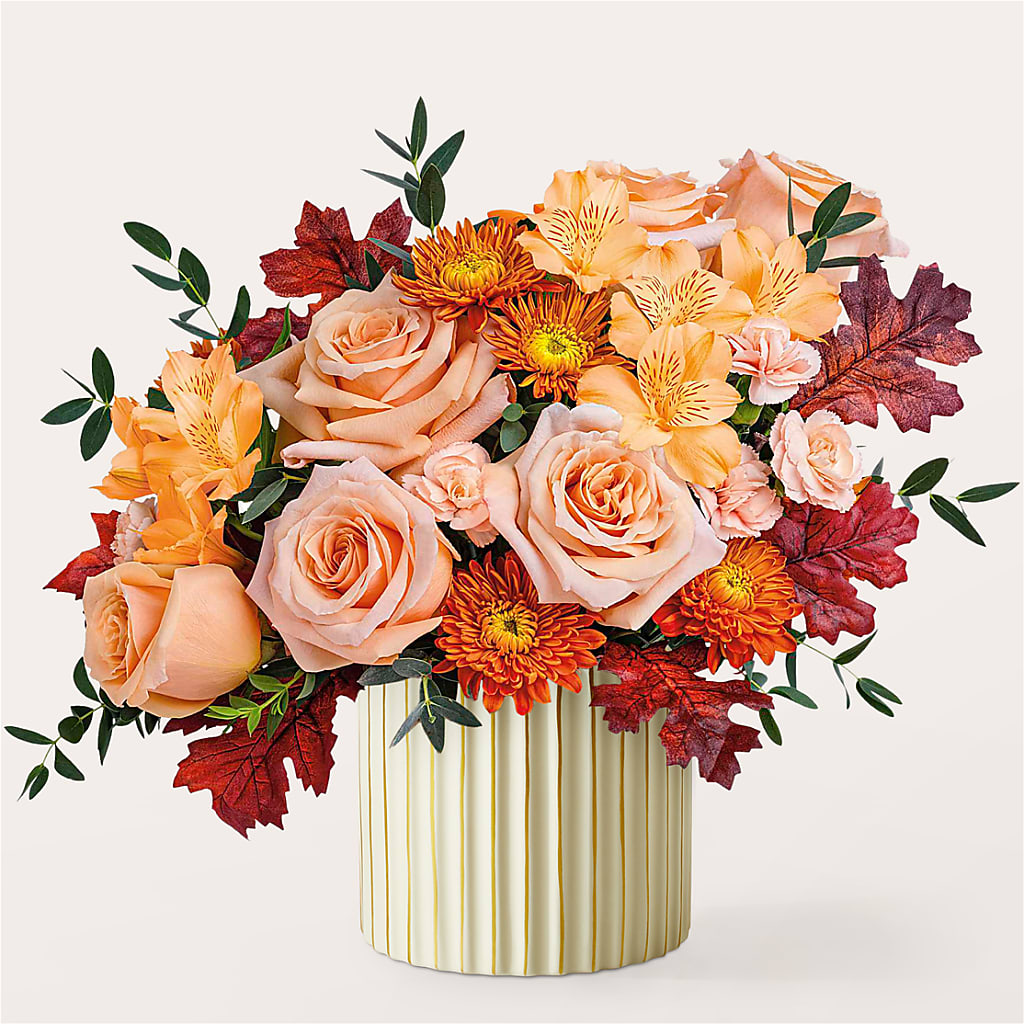 Spiced Latte Bouquet with Ivory Vase – WARD'S FLORIST AND GREENHOUSE, Beverly MA