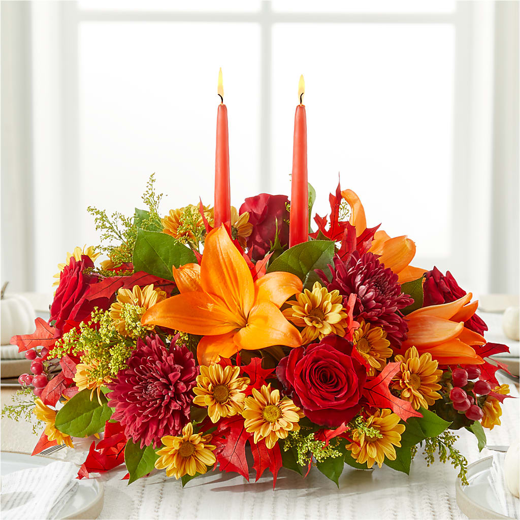 Autumn's Embrace Centerpiece – WARD'S FLORIST AND GREENHOUSE, Beverly MA