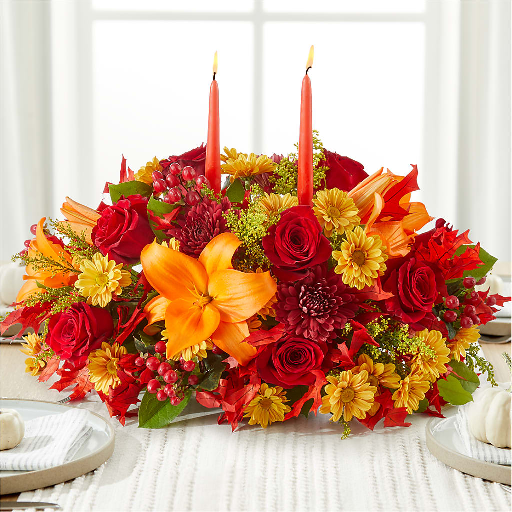 Autumn's Embrace Centerpiece – WARD'S FLORIST AND GREENHOUSE, Beverly MA