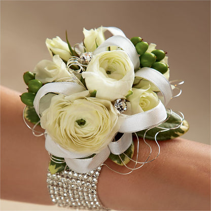 White Wedding Corsage – WARD'S FLORIST AND GREENHOUSE, Beverly MA